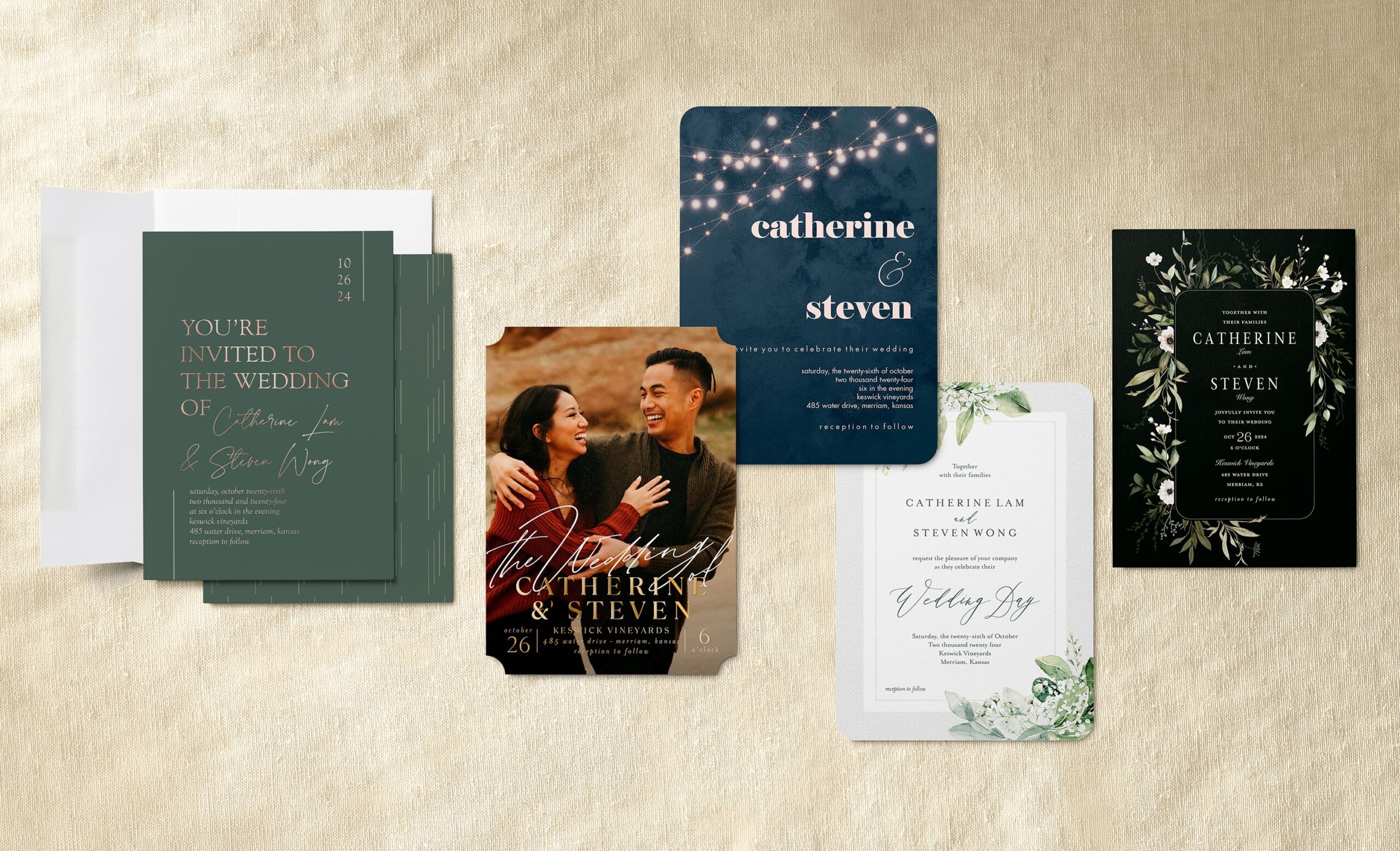 five unique custom wedding invitations