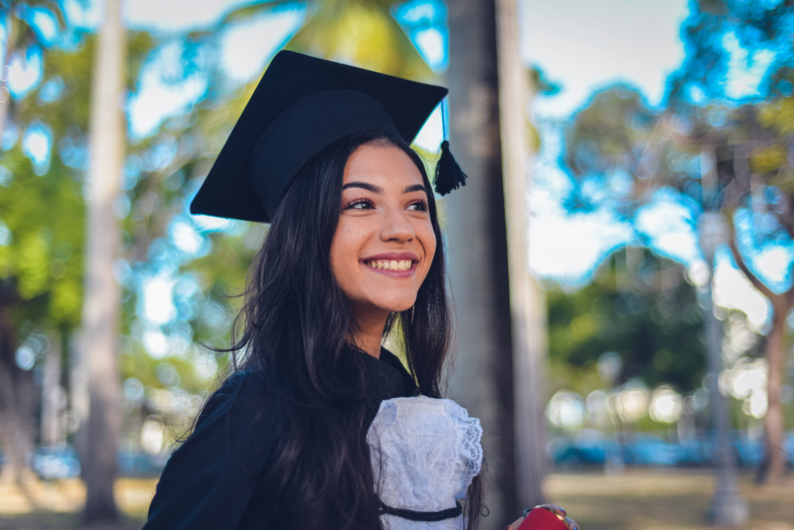 young woman wearing a graduation cap