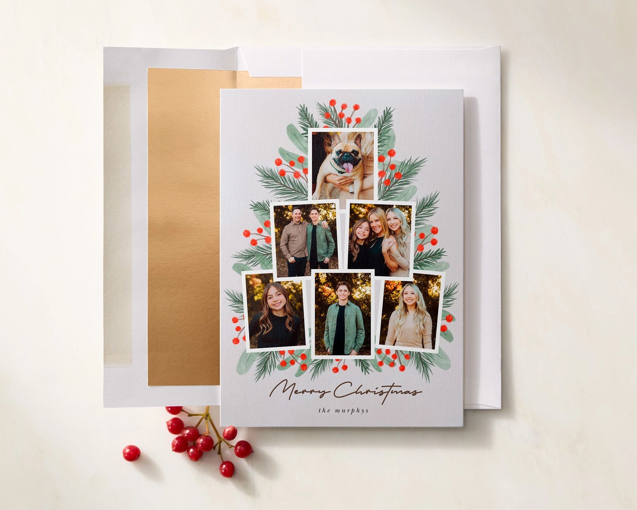 lush greenery holiday card