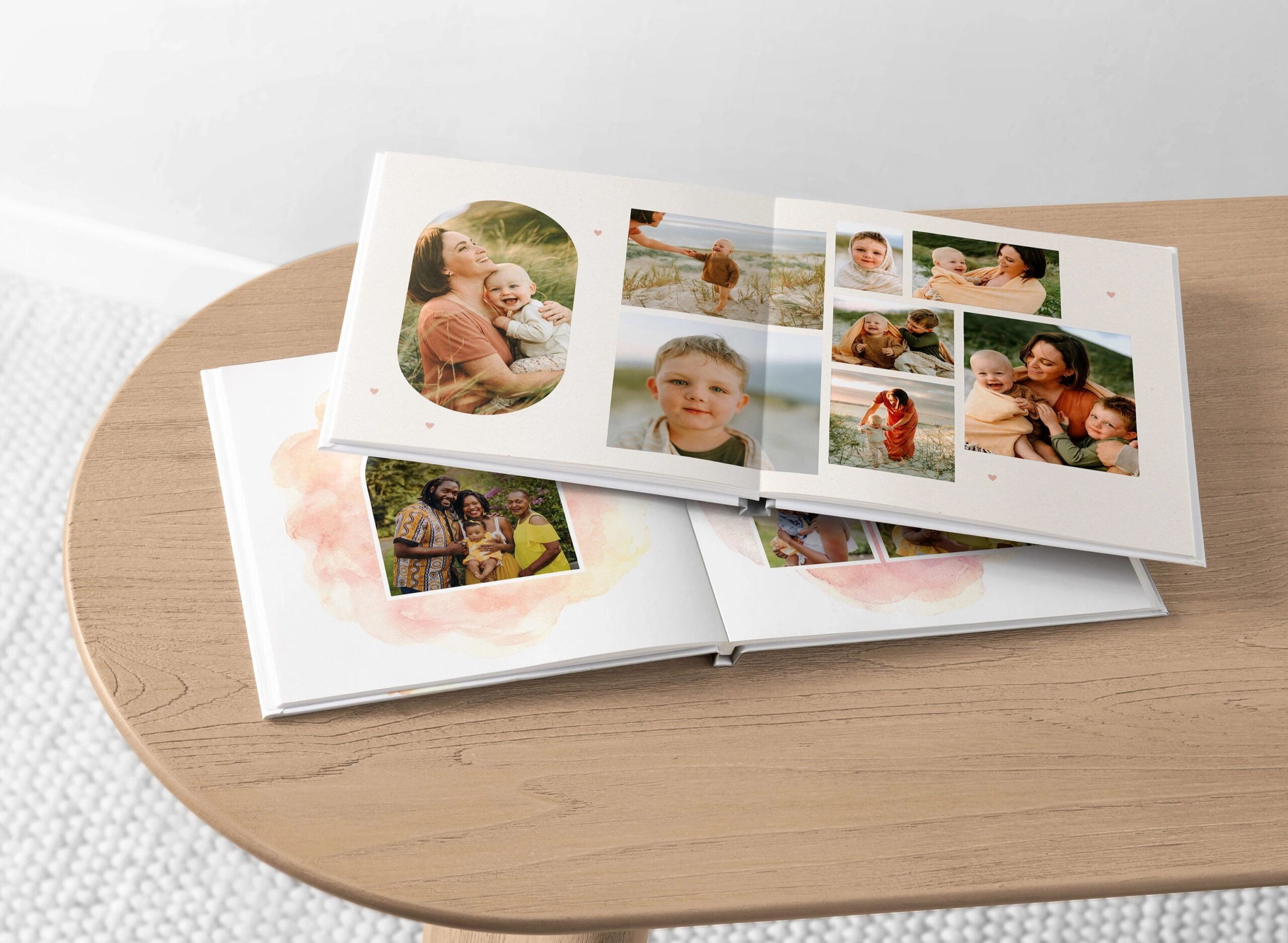 two photo books with family photos in them