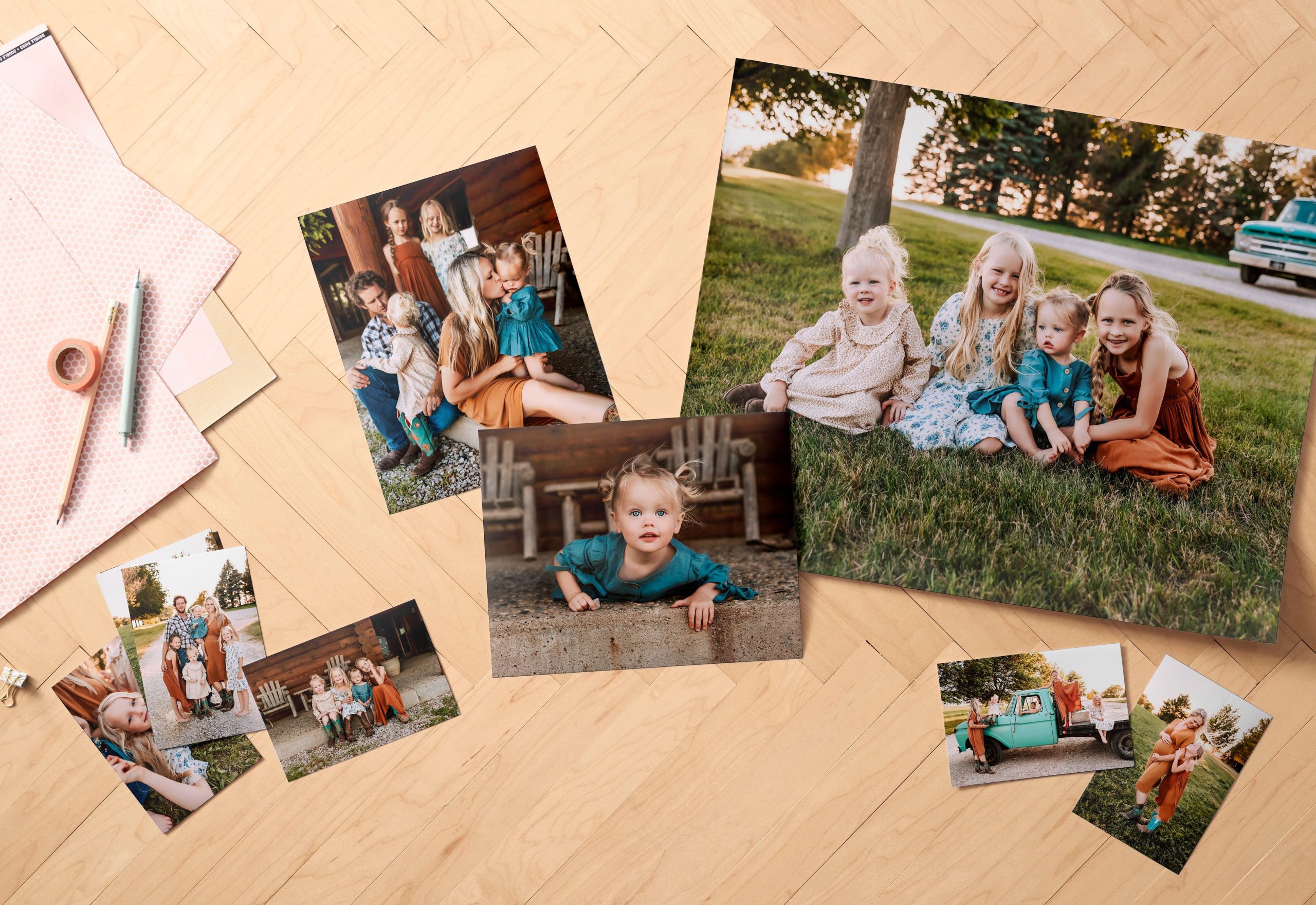 Different sized photo prints