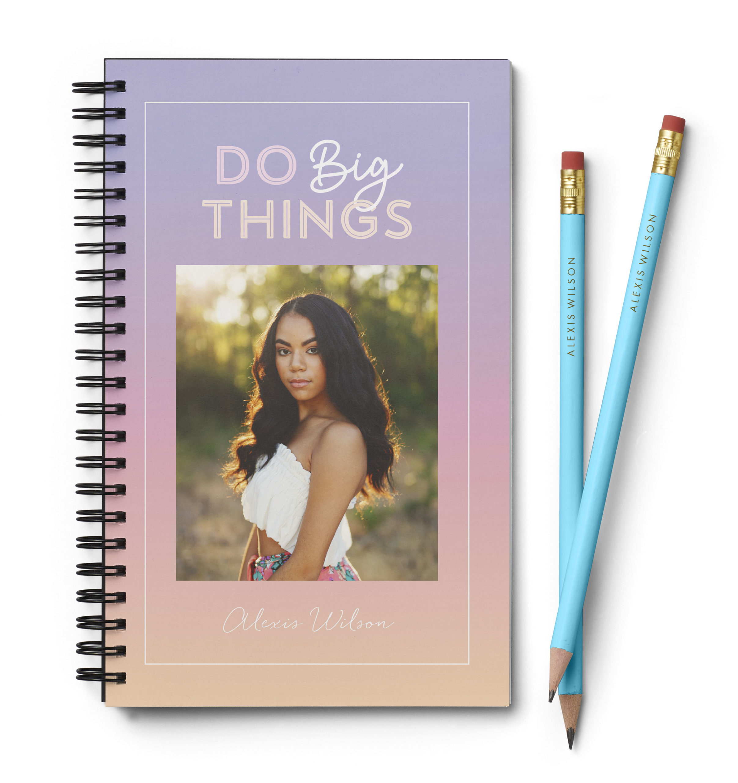 custom monthly planner with a photo of a girl