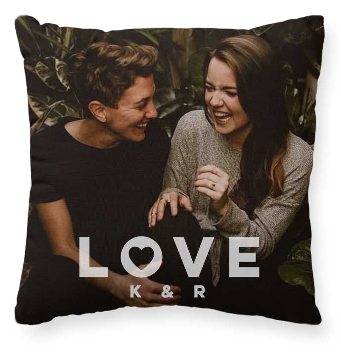 A personalized throw pillow great for a birthday or anniversary present