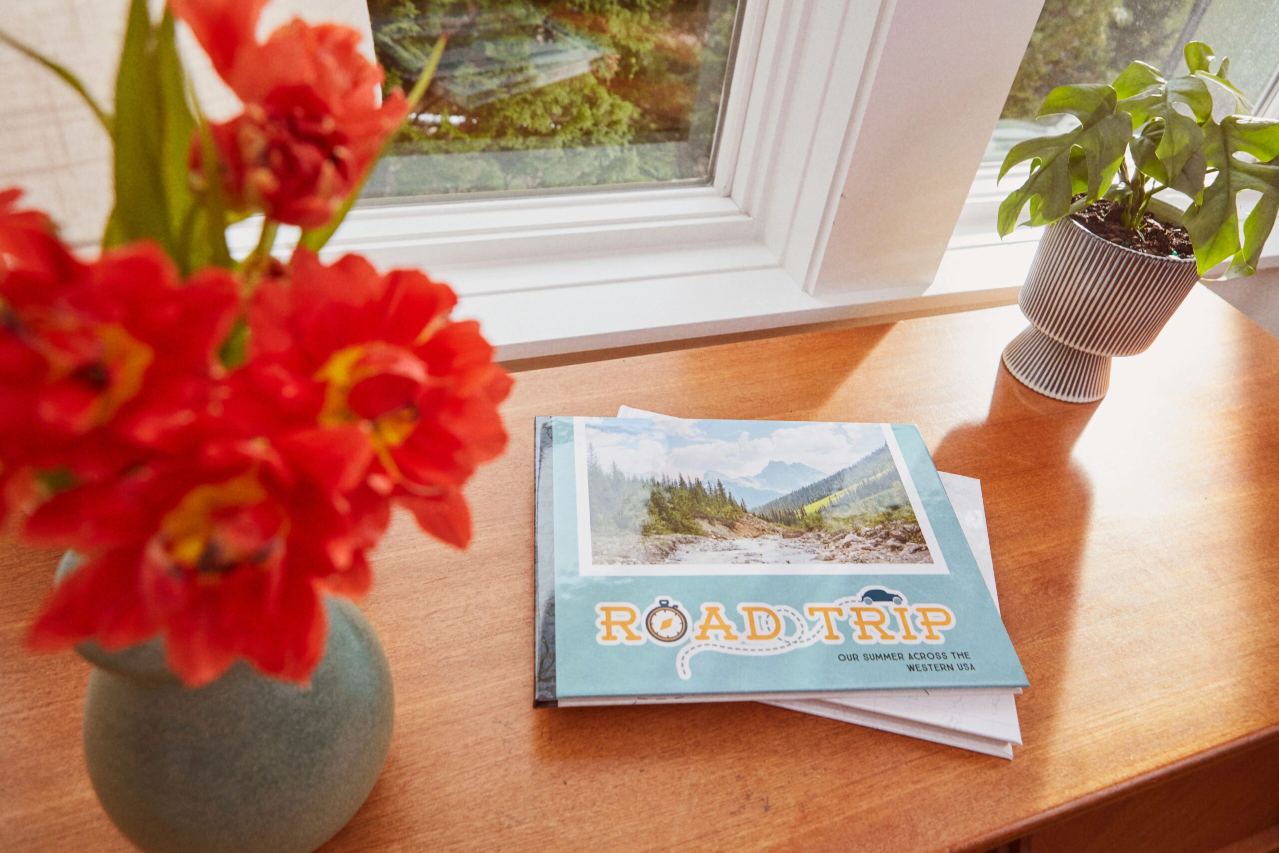 photo book with a cover that says road trip