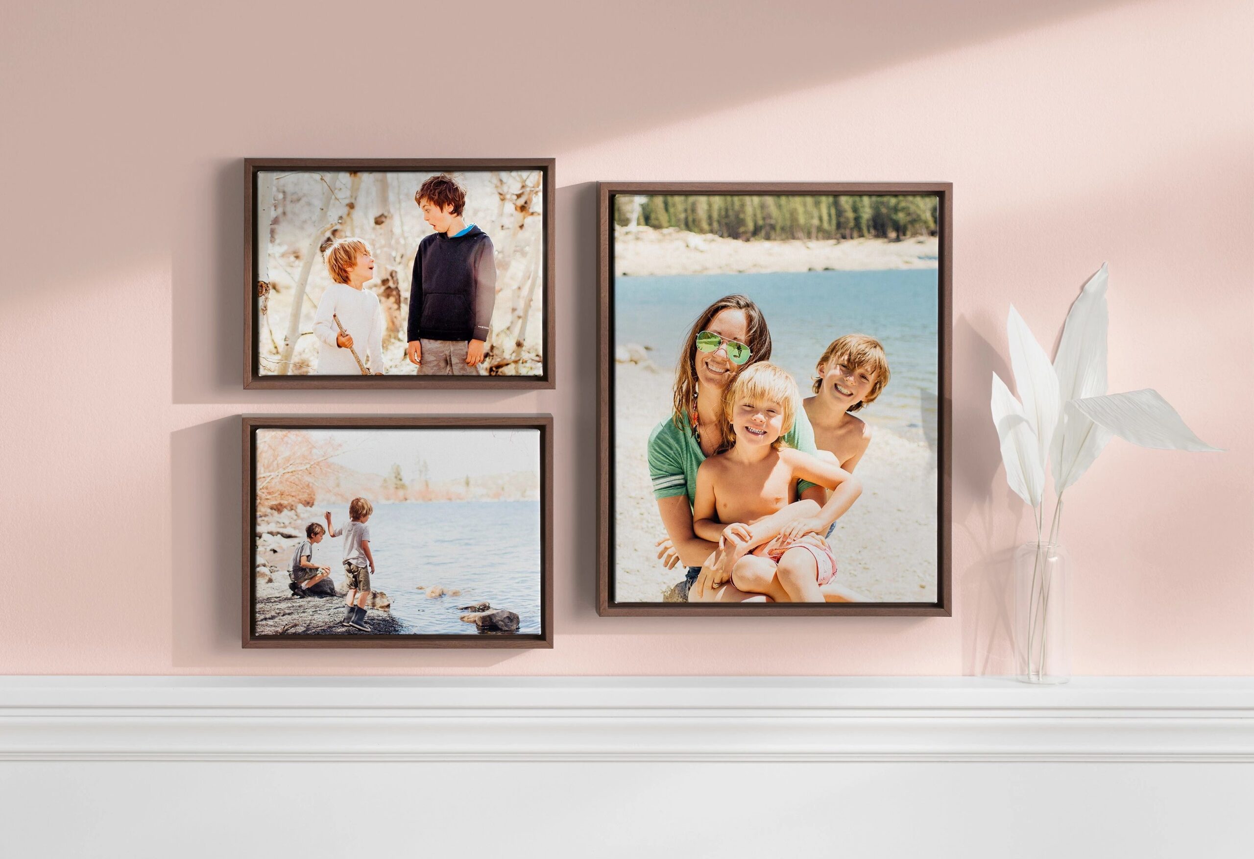 three pieces of custom wall art hanging