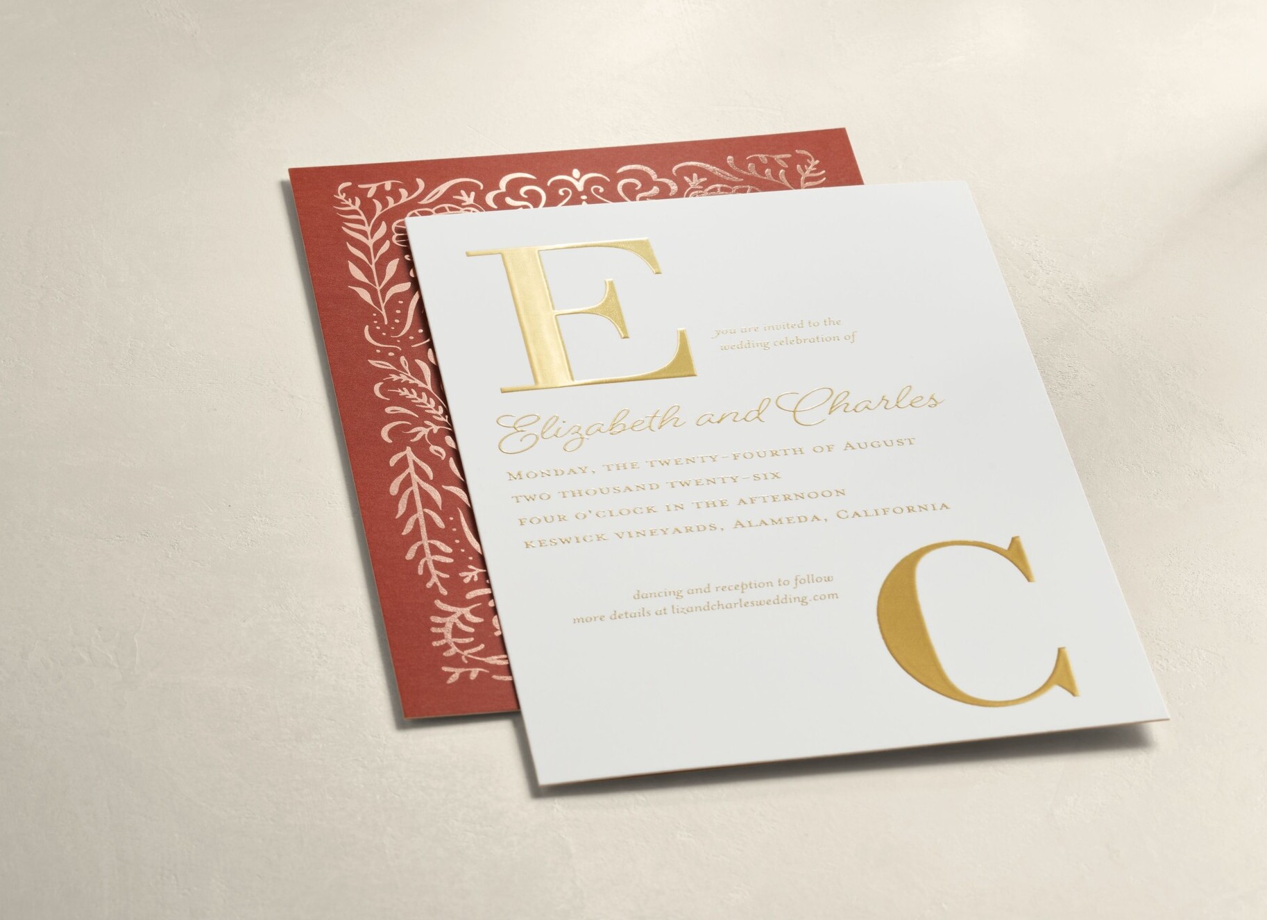 foil stamped wedding invitation