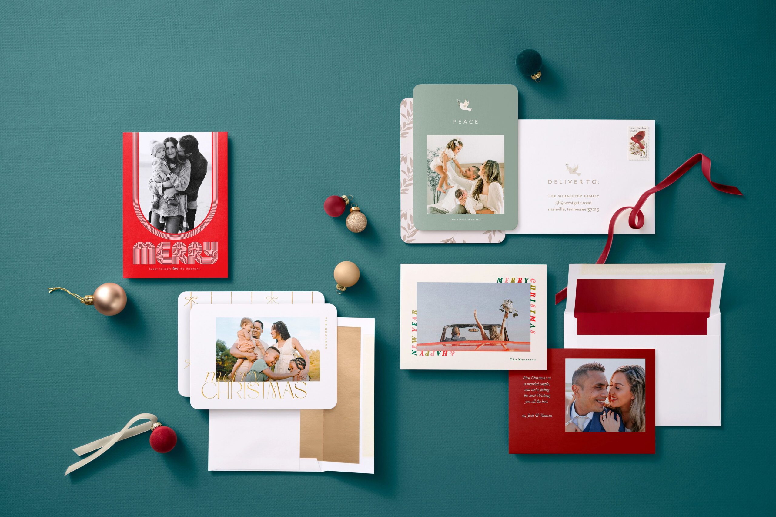 variety of christmas cards and envelopes