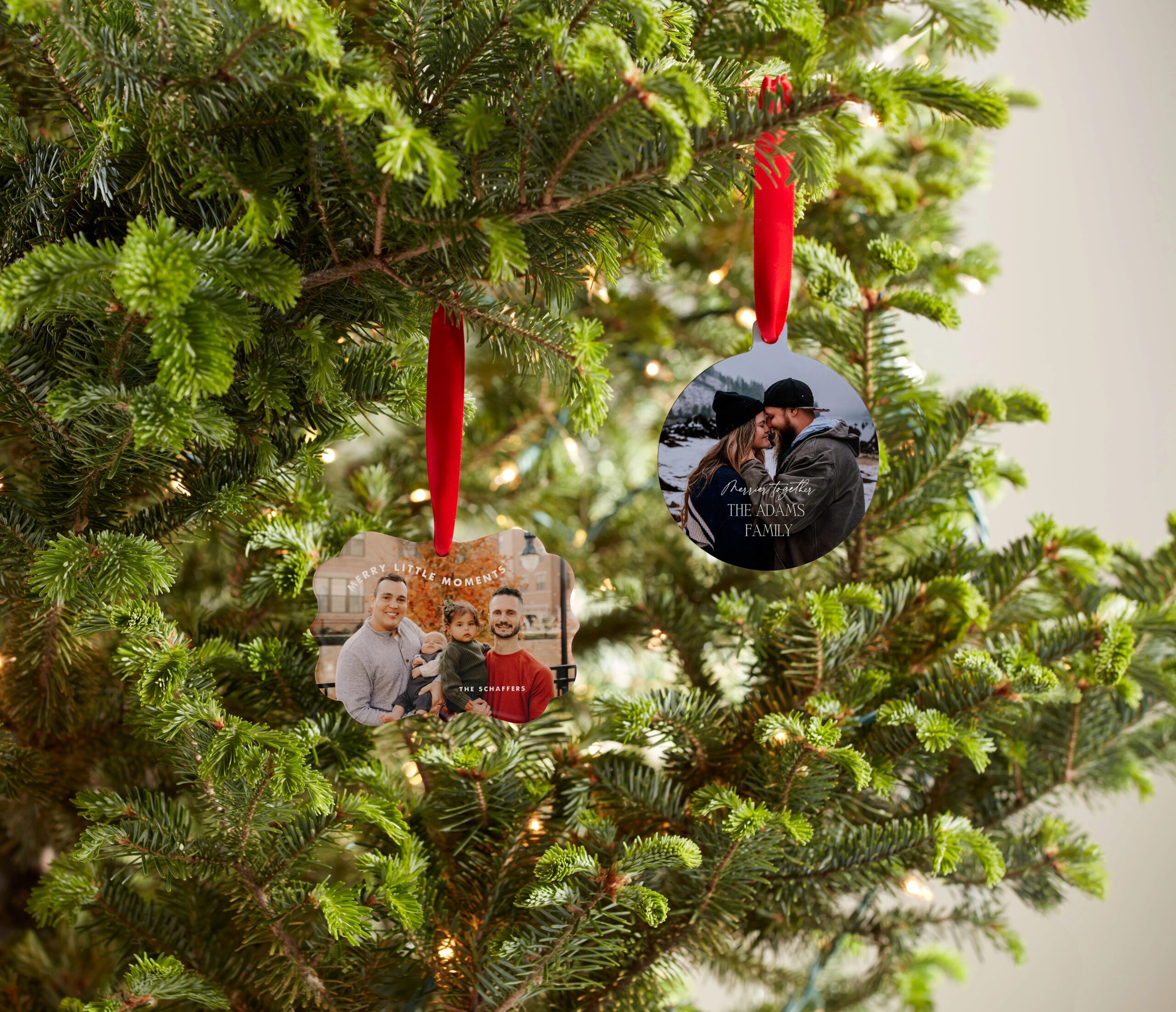 two photo christmas ornaments