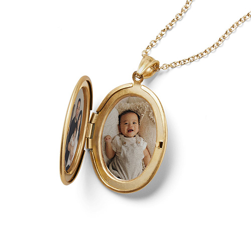 photo locket necklace with picture of a baby