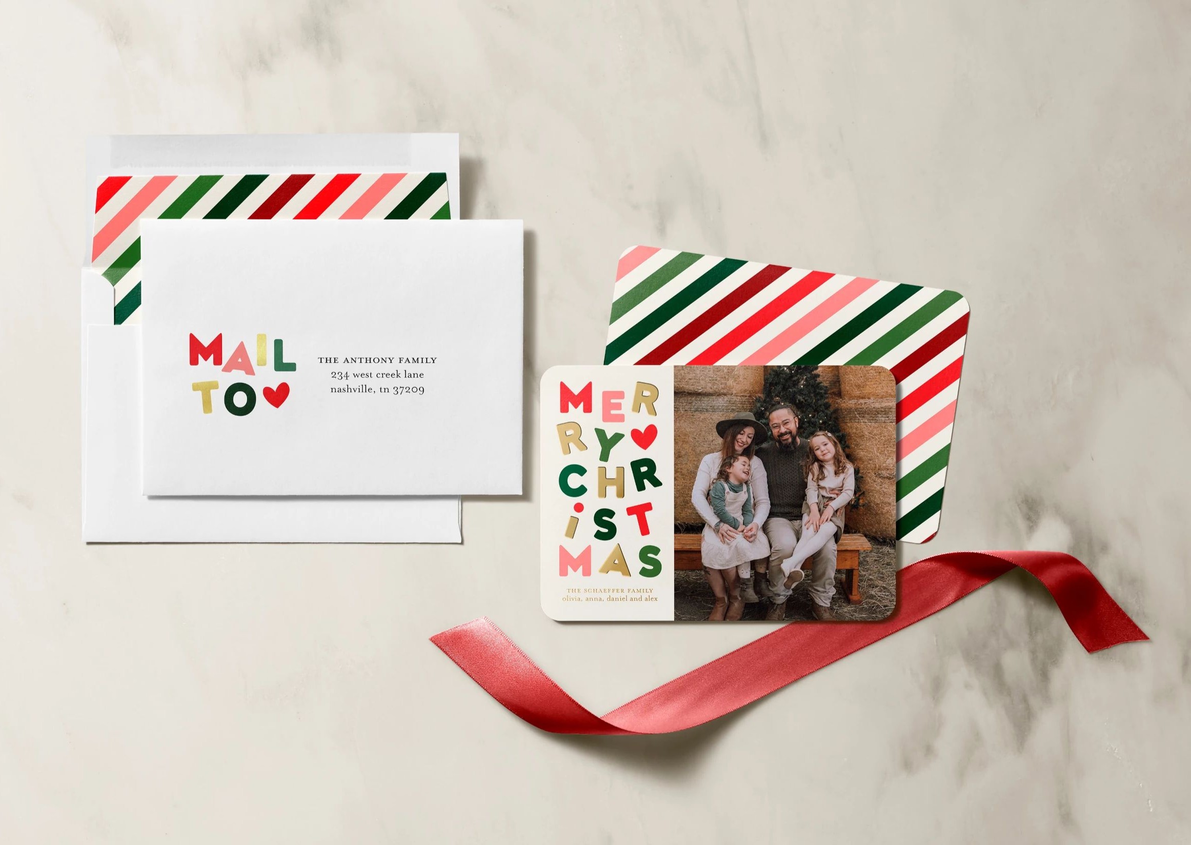 christmas card and matching envelope