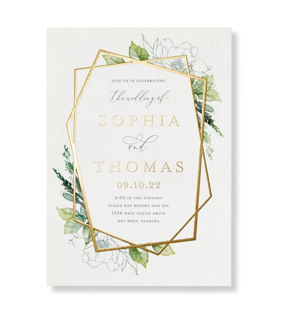 Etched Floral Wedding Invitation