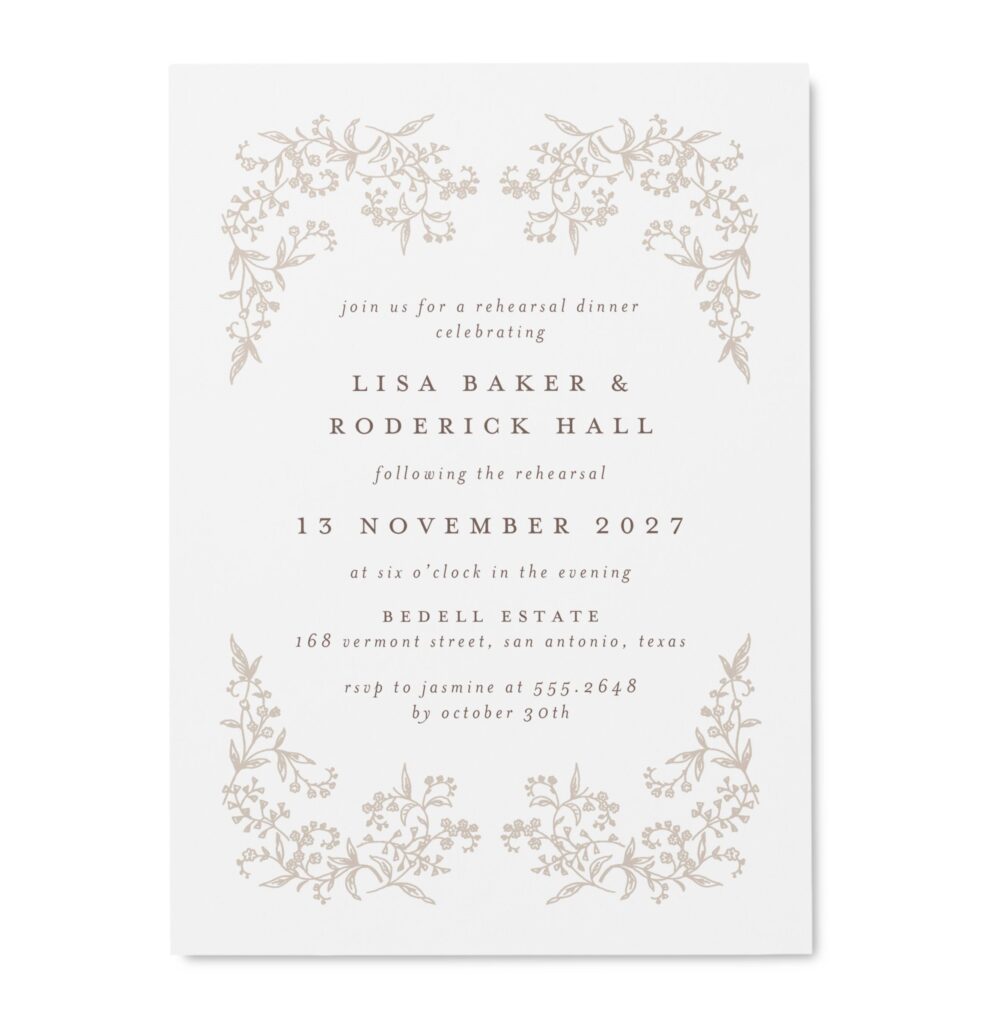 delicate florals wedding invitation
