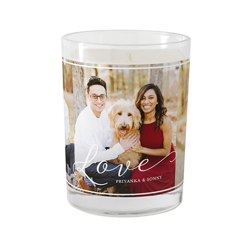 photo candle with picture of couple