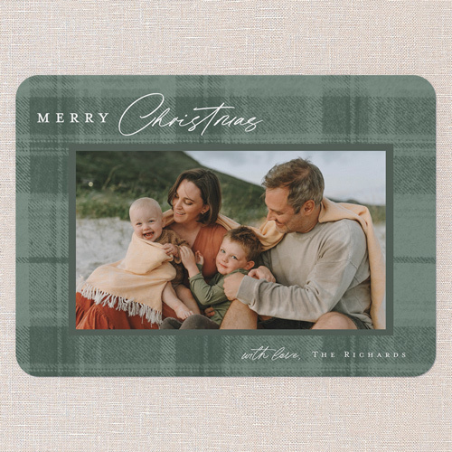 green plaid christmas card 