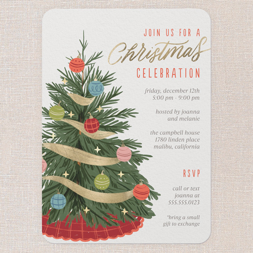 christmas party invitation with illustration of a christmas tree