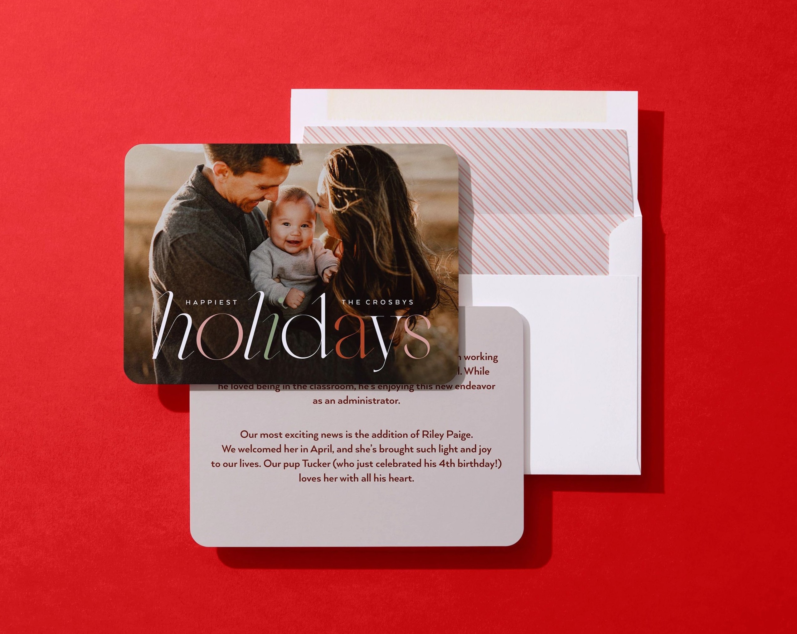 christmas card with back of card text